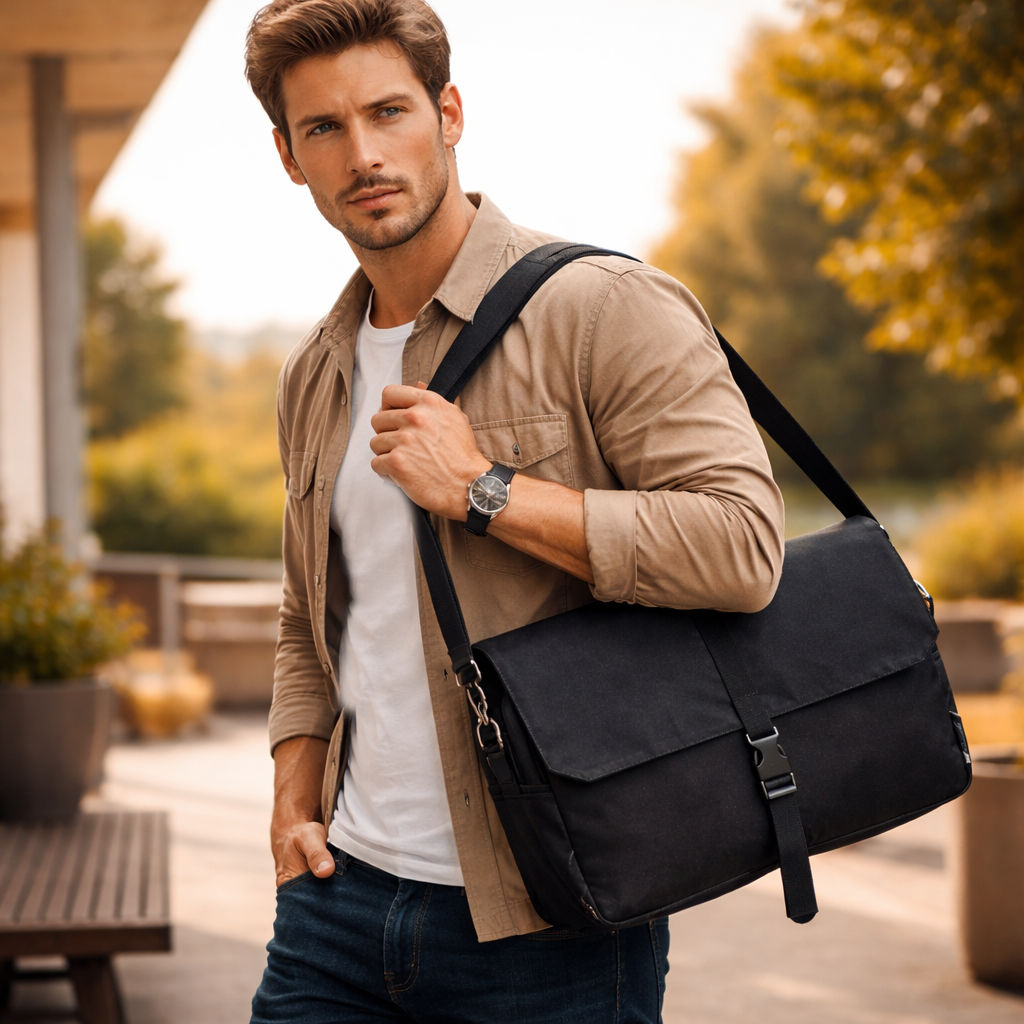Black Unisex Laptop Messenger Bag for Professionals 014